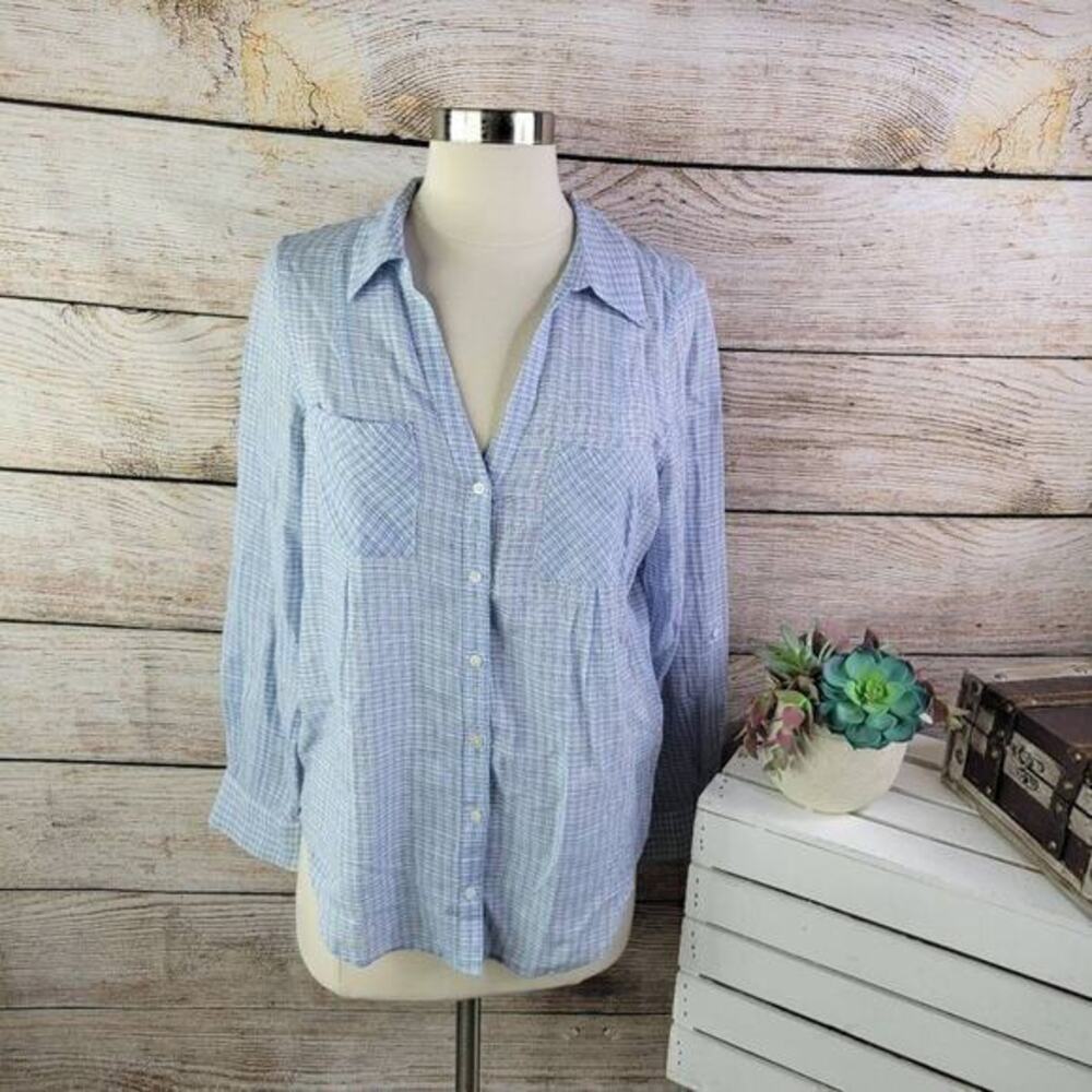 Joie Women’s Casual Checkered Button Down Blue‎ Long Sleeve XS